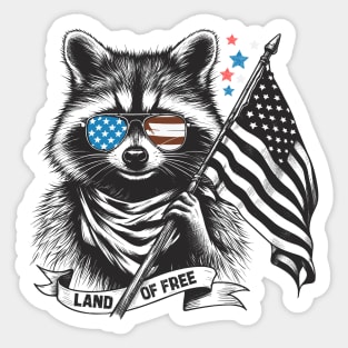 Funny Raccoon American Flag Sticker